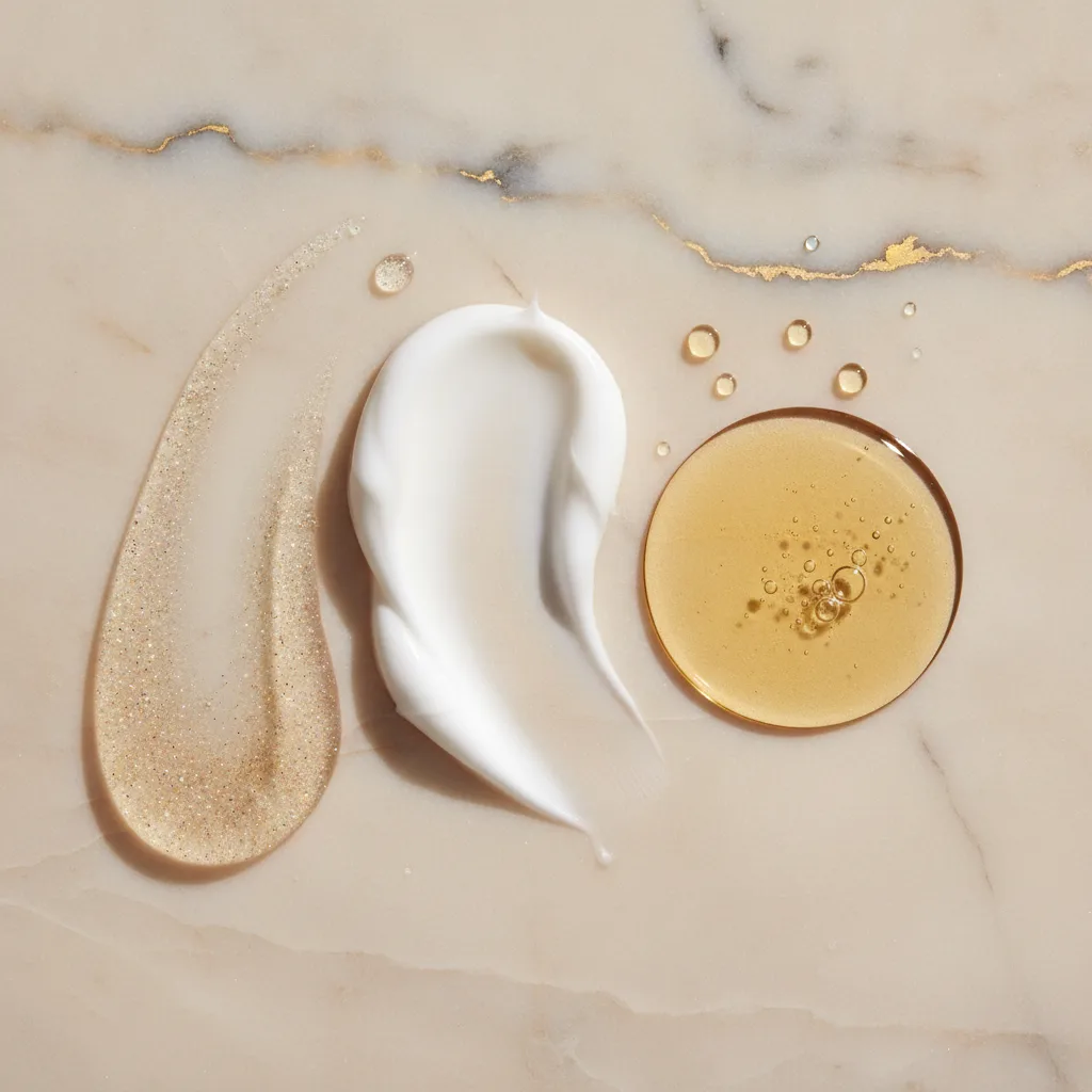 Gold-toned skincare textures